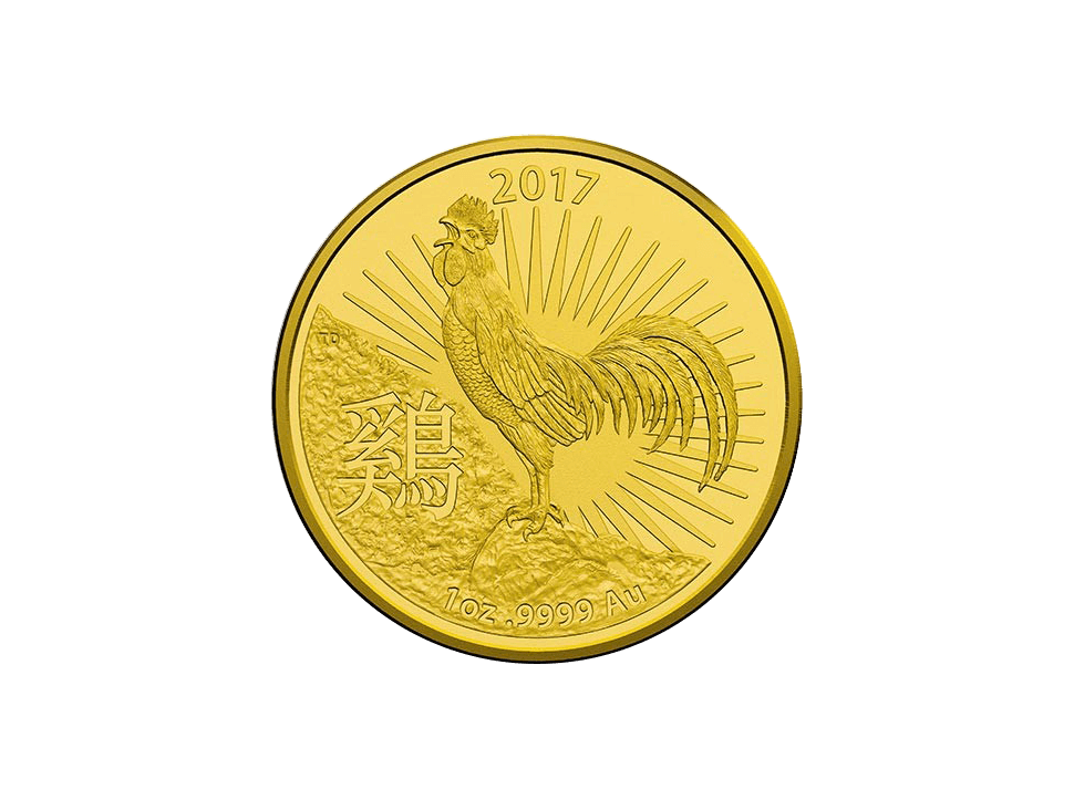 Buy original gold coins Australia 1 oz Lunar Ram Rooster 2017 Gold Coin with Bitcoin!