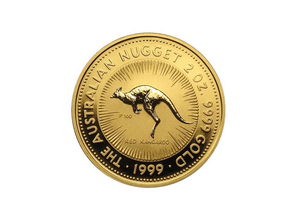 Buy original gold coins Australia 2 oz Nugget Kangaroo Gold with Bitcoin!