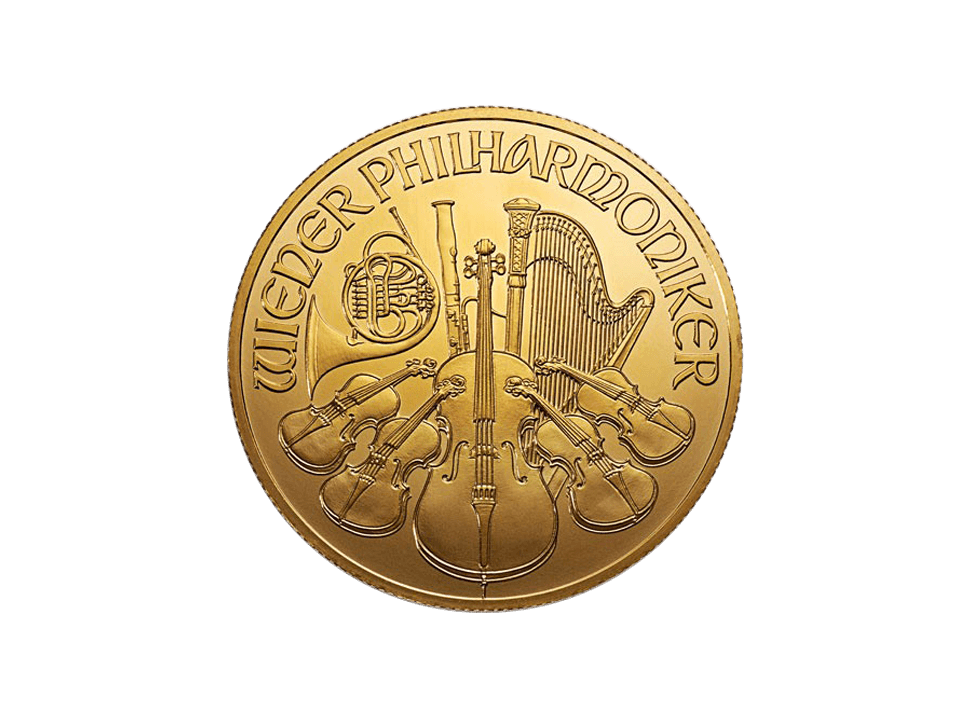 Buy original gold coins Austria 1 oz Vienna Philharmonic Gold with Bitcoin!