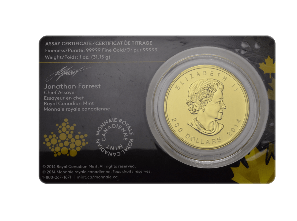 Buy original gold coins Canada 1 oz Call Of The Wild 2014 Howling Wolf Gold Coin with Bitcoin!