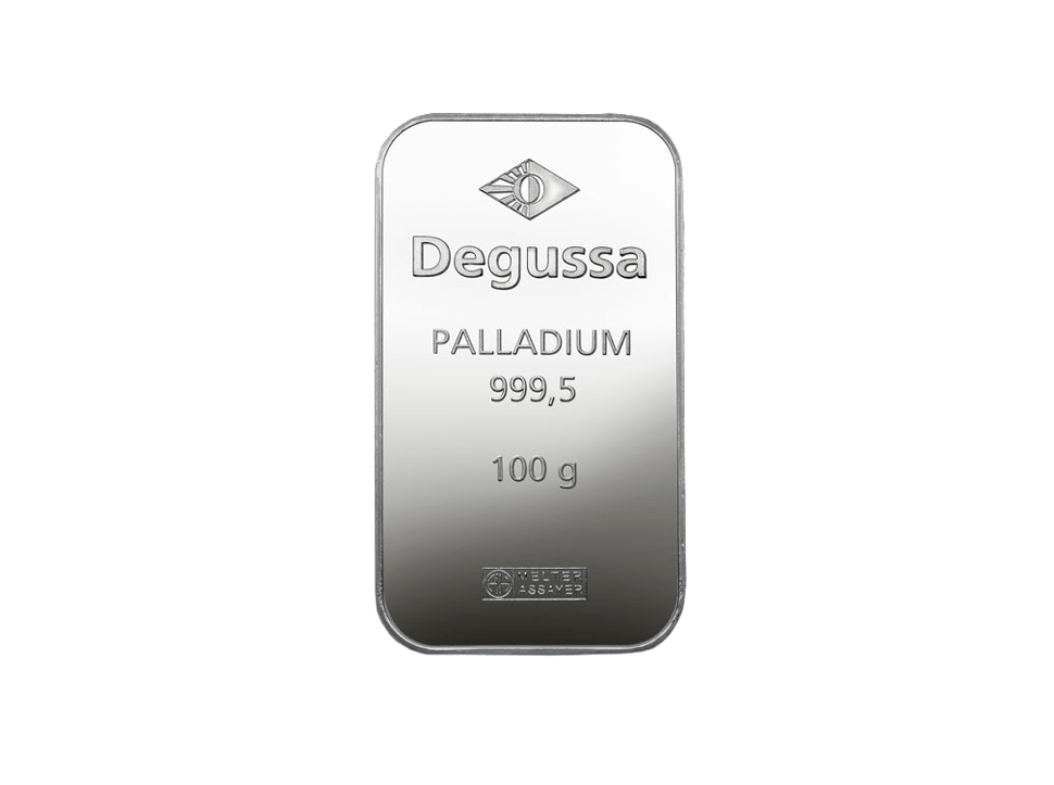  BitDials | Buy original Degussa Palladium Bar (minted) 100 g with Bitcoins!