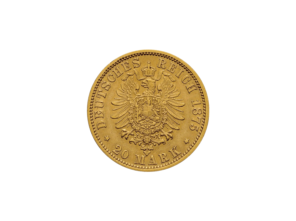 Buy original gold coins Duchy of Brunswick, Wilhelm (1830-1884) 20 Mark 1875 A with Bitcoin!