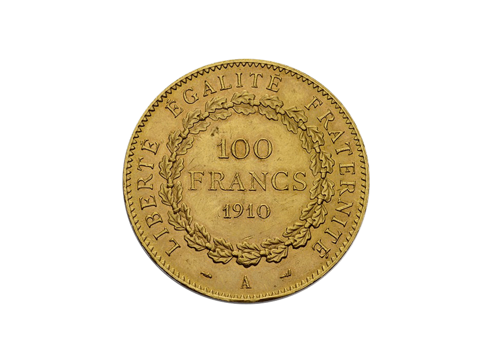 Buy original gold coins France 100 Francs Genius (1871-1940) Gold with Bitcoin!