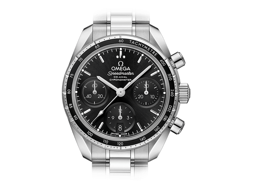 Buy original Omega Speedmaster 38 Co-Axial Chronograph 324.30.38.50.01.001 with Bitcoins!