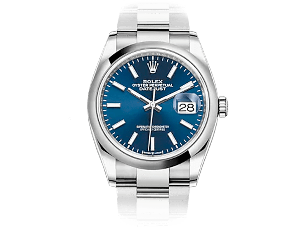 Buy original Rolex DATEJUST 36 126200 blue with Bitcoins!