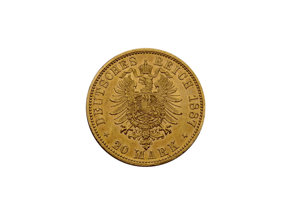 Buy original gold coins Saxony-Altenburg 20 Mark 1887 Ernst I. Empire with Bitcoin!