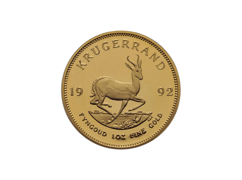 Buy original gold coins South Africa 1 oz Krugerrand 1992 with Bitcoin!