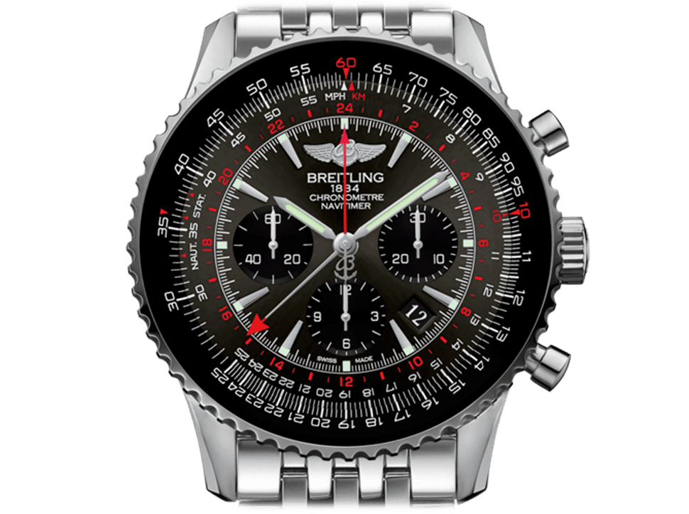 Buy original Breitling NAVITIMER 1 B04 CHRONOGRAPH GMT 48 AB04413A/F573/453A with Bitcoins!