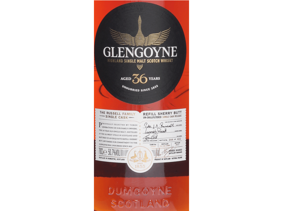 Buy original Whiskey Glengoyne 36 years old Russell Family with Bitcoin!