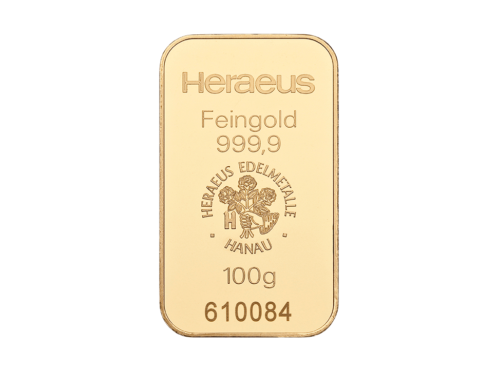  BitDials | Buy original Heraeus Gold Bar (minted) 100 g with Bitcoins!