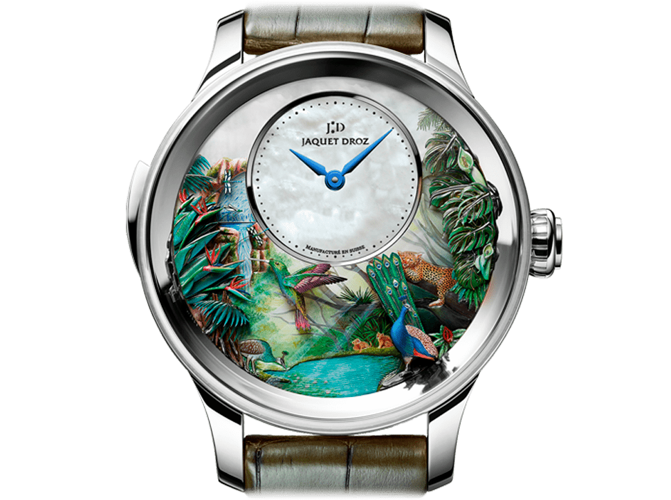 Buy original Jaquet Droz Tropical bird repeater J033034200 with Bitcoins!