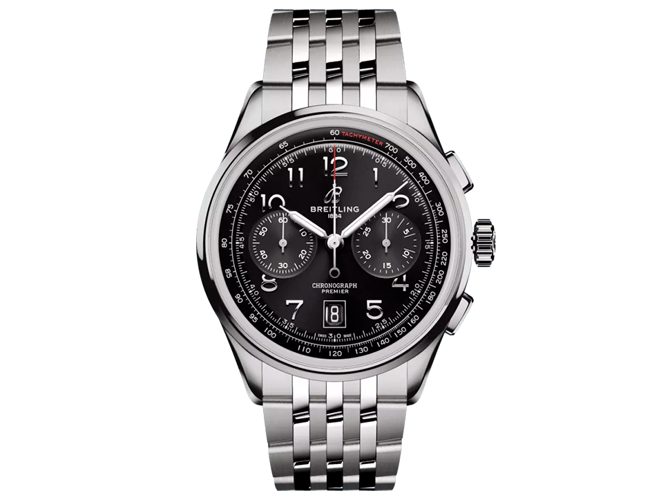 Buy original Breitling Premier B01 Chronograph AB0145221B1A1 with Bitcoin!